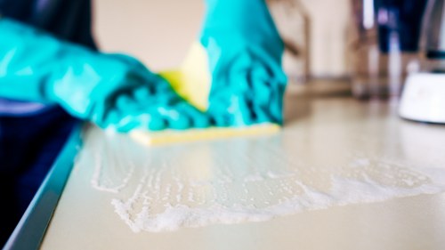Supervisor reviewing carpet cleaning safety measures